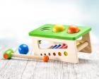 Battino, jeu de percussion avec maillet matelassé et trois grandes boules en bois
