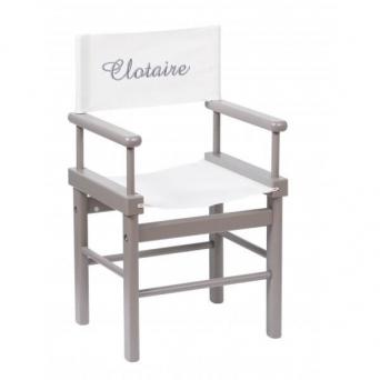 Fauteuil metteur en scène brodé Gris  Taupe